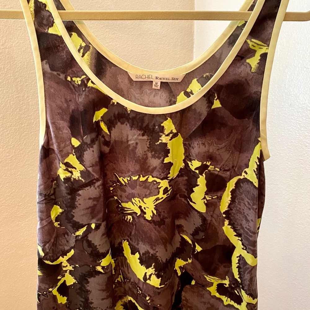 Rachel by Rachel Roy Grey/Green Floral Print Tank